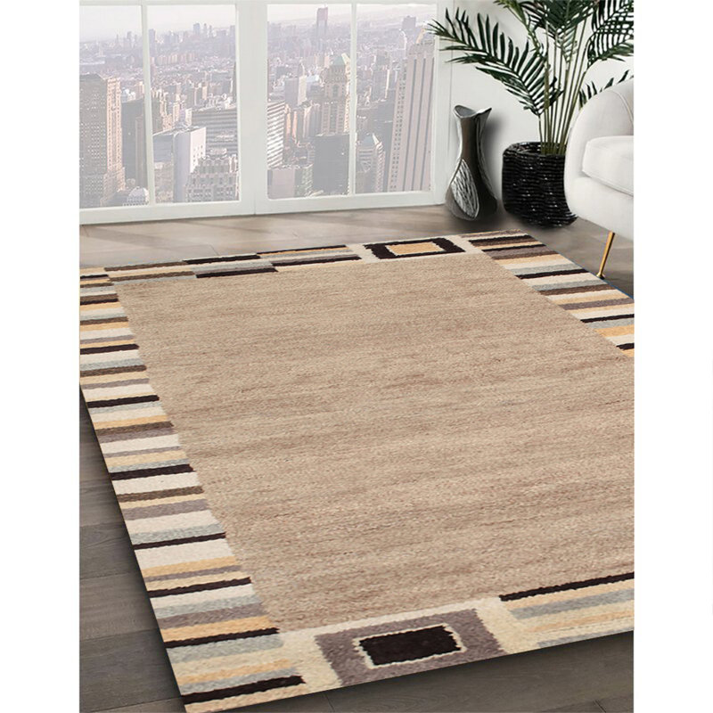 Tapis contemporain gris / brun, Rectangle 7 pi x 10 pi