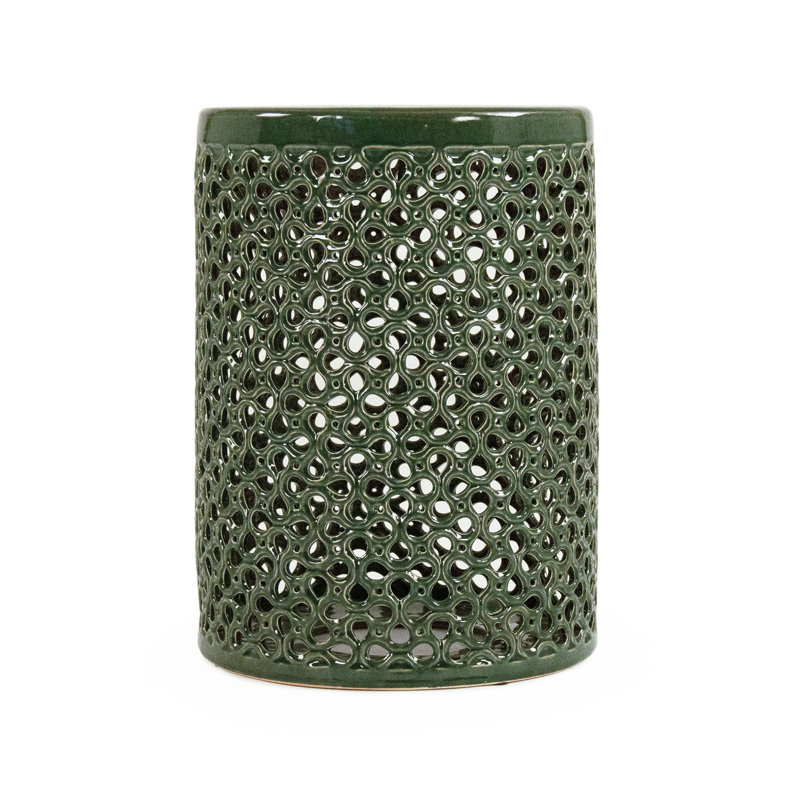 Hesdin Ceramic Accent Stool, Teal