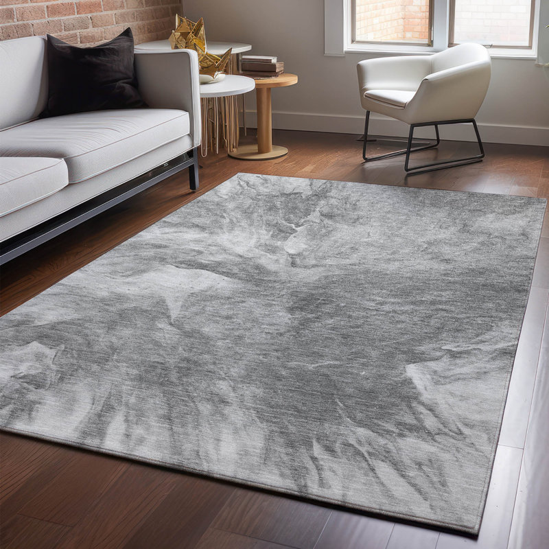 Premium Machine Washable Cerrito Gray Rug, Rectangle 3' x 5'