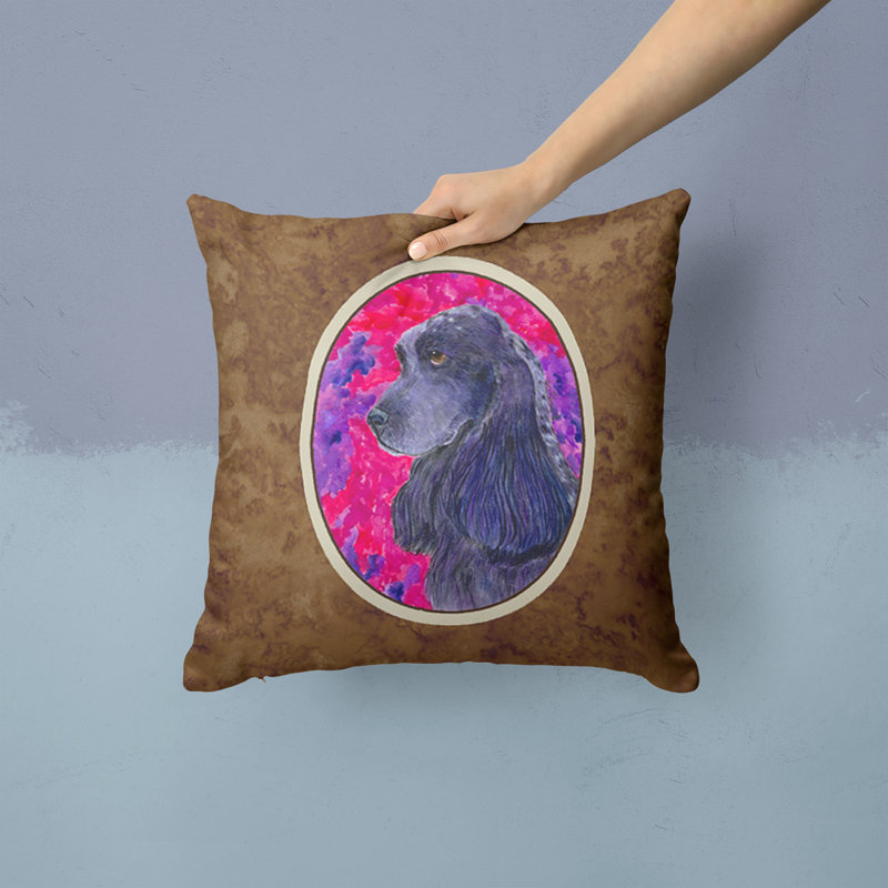 Coussin décoratif d’intérieur/d’extérieur carré à robinets épagneul