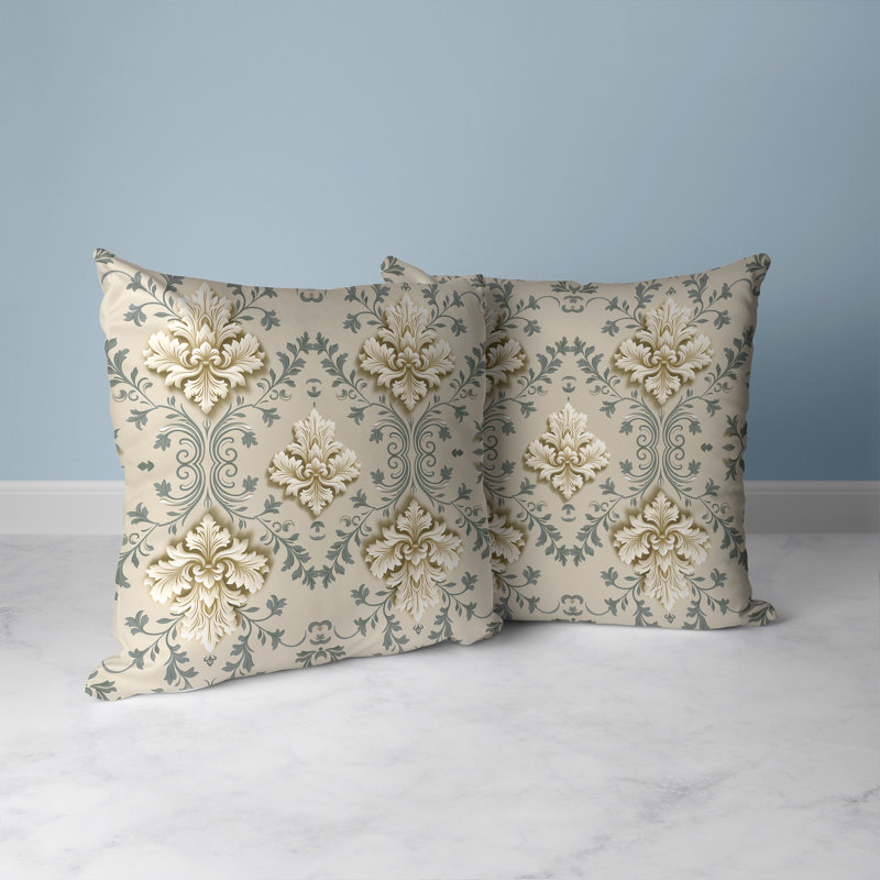 Indoor / Outdoor Square Cushion, 51cm H x 51cm W, Beige/Grey