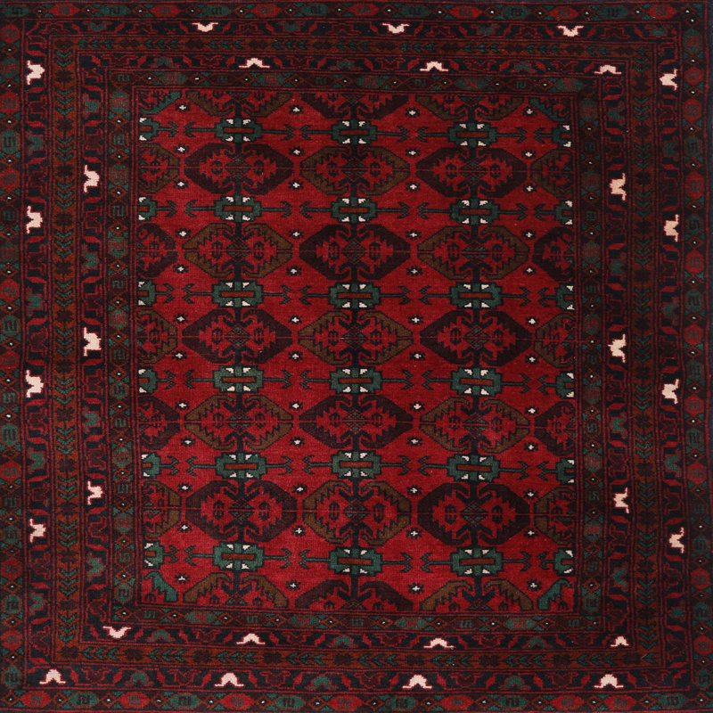 Tapis oriental oriental / noir / crème, Carré 5 pi