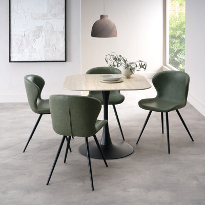 Anquetta Ceramic Dining Table With Black Sand Powder Coated Base