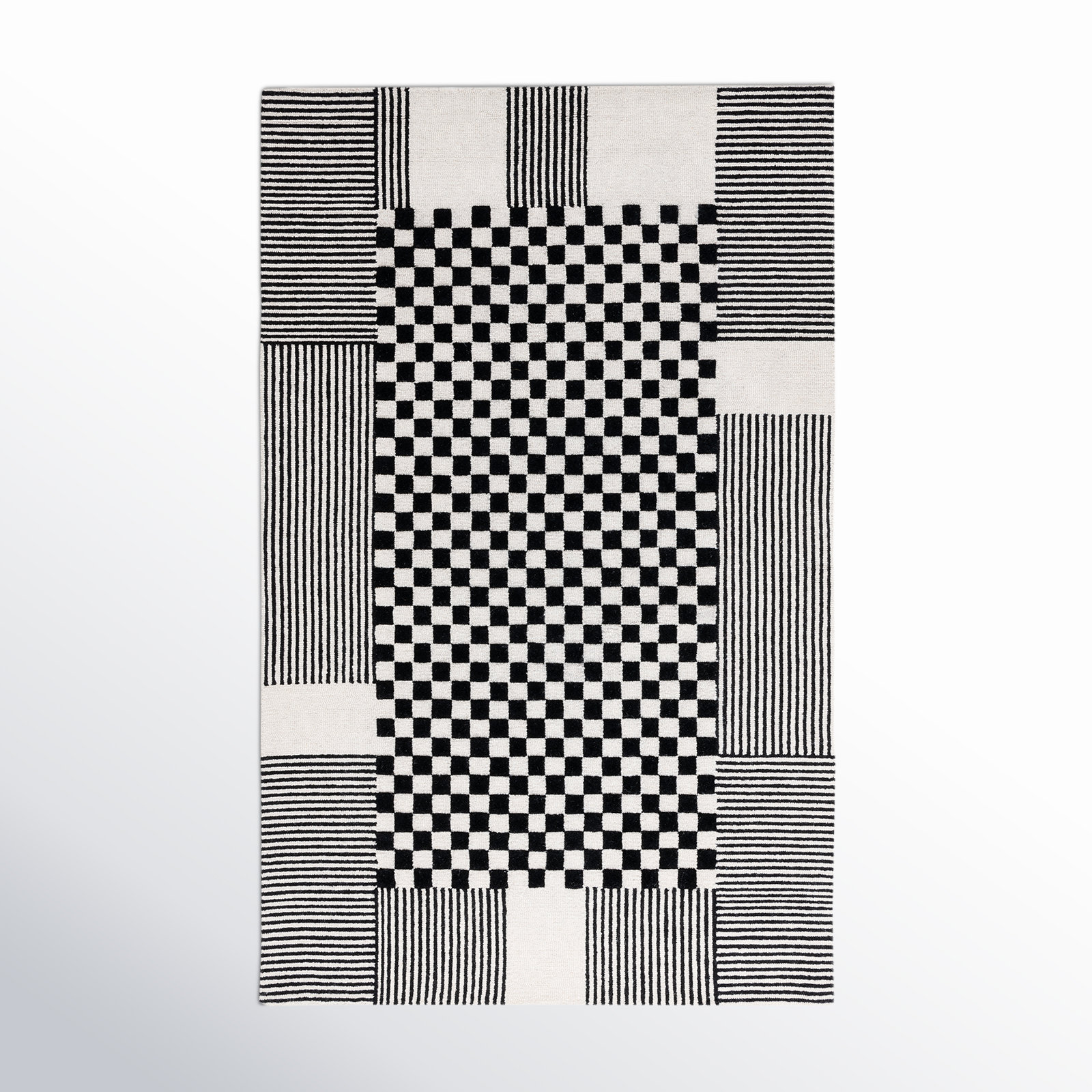 Hertha Hand-Tufted Checkered Wool Rug, Rectangle 8' x 10'