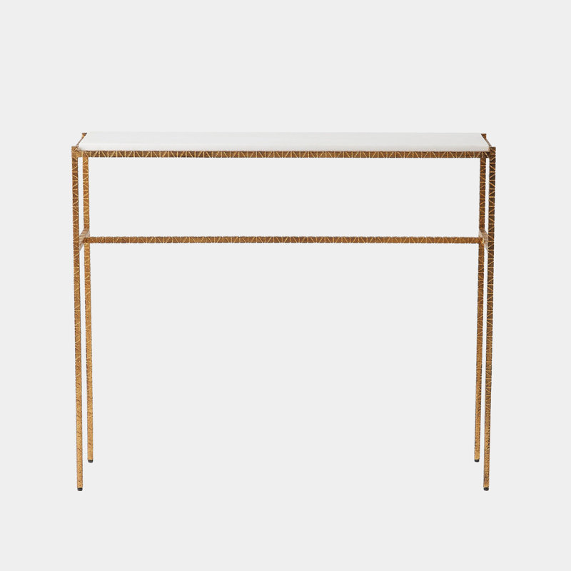 Cut Iron 38'' W Marble Console Table, White, Gold