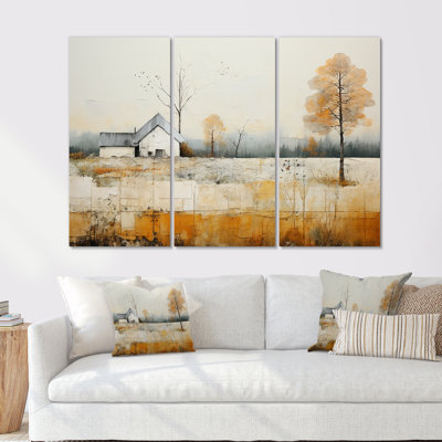 «Bold Mute Tone Countryside Landscape IV - Ensemble d'art mural sur toile campagne