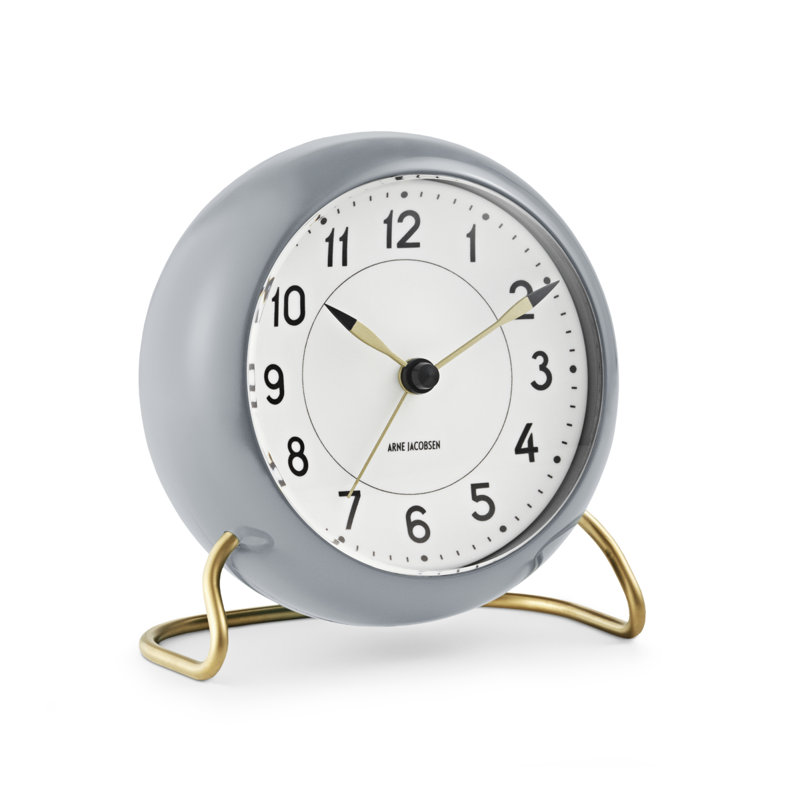 Station Electric Clock, White/Gray/Gold