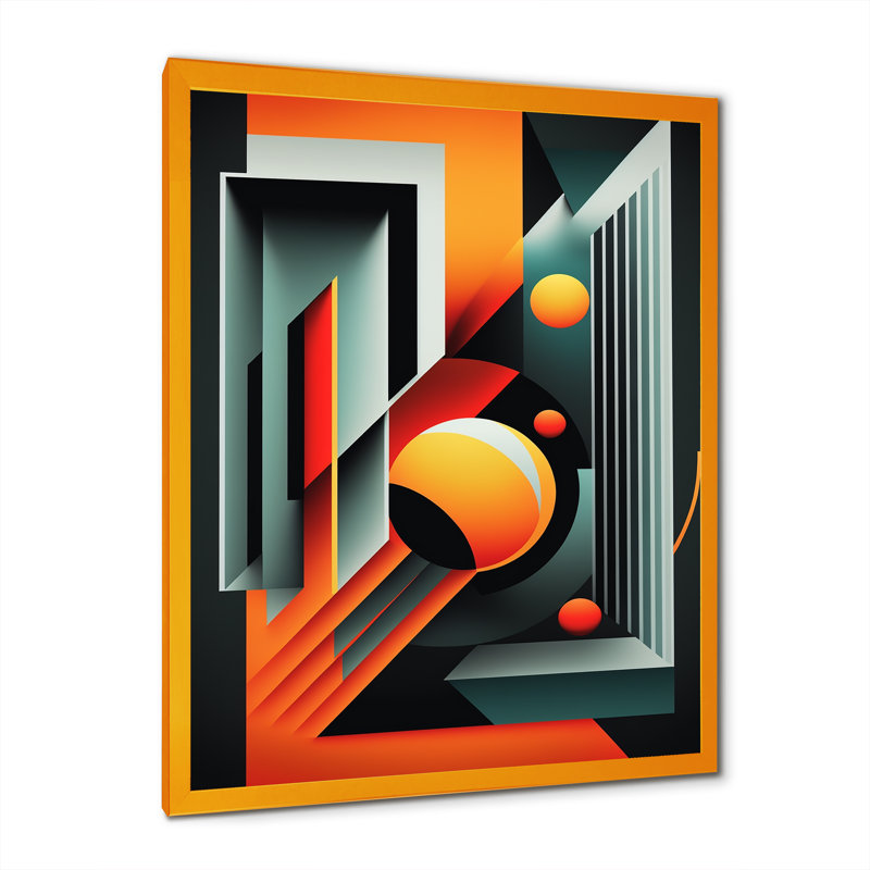 «Retro Elementary Geometrics V», reproduction sur toile encadrée, Or, L 24 po x H 32 po