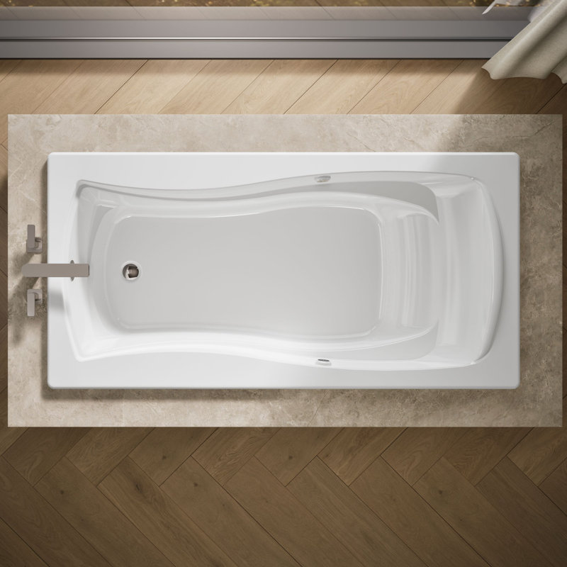 Mariposa 72'' x 36'' Alcove/Tile in Air Acrylic Bathtub, White