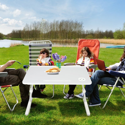 Table pour ordinateur portable avec plateau d'ordinateur portable, support pour lit d'ordinateur portable à angle réglable en hauteur, bureau pour ordinateur portable avec pieds pliables, tablette pliable pour canapé-lit