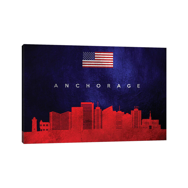 «Portland Oregon Skyline» par Adrian Baldovino, impression sur toile tendue, Anchorage, Alaska, H 12 po x l 18 po x 1,5 po