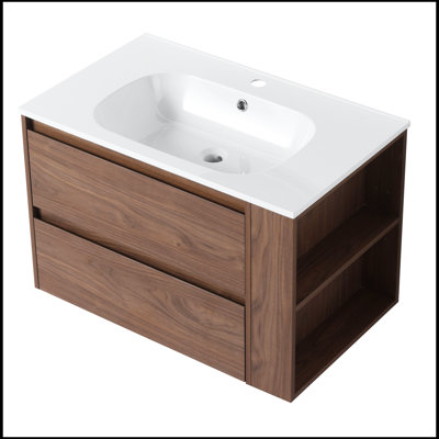Meuble-lavabo mural simple avec plateau en céramique Warni
