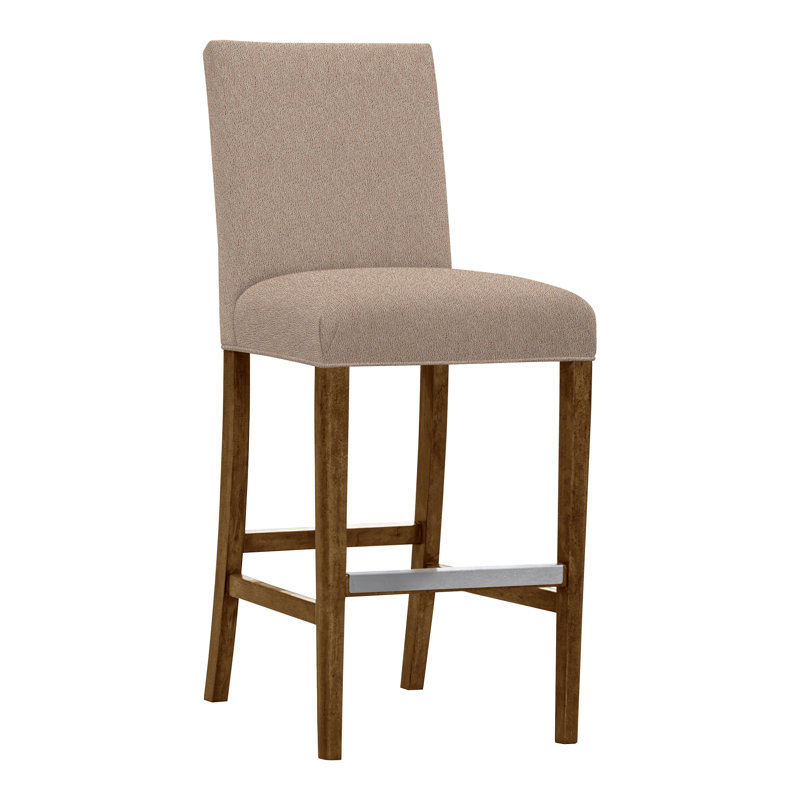 Gin Fizz Upholstered Stool with Solid Wood Frame, No, Navada Mushroom, Dove Gray