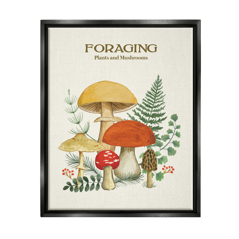 "Botanical Plants & Mushroom", art mural encadré sur toile flottante par Sharon Lee, H 31 po x l 25 po x P 1,7 po