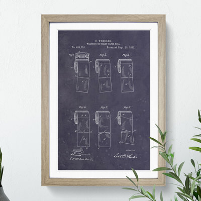 Toilet Roll Patent Dark - Picture Frame Graphic Art