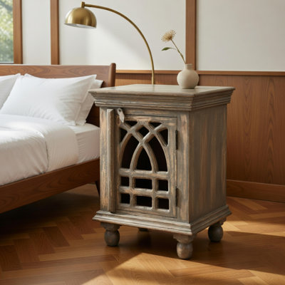 Table de chevet en bois gris antique