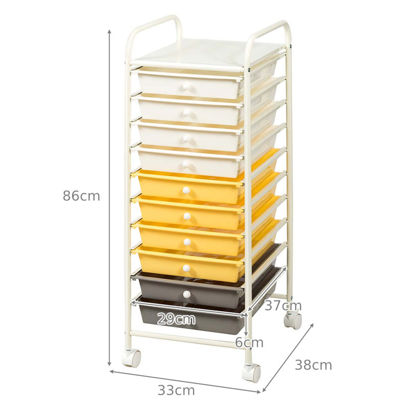Parramatta 86.5cm H x 33cm W Utility Cart with Wheels, Yellow/Grey/White