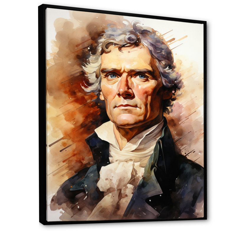 Thomas Jefferson, président, impression sur toile, 32" H x 24" W, Cadre flottant noir