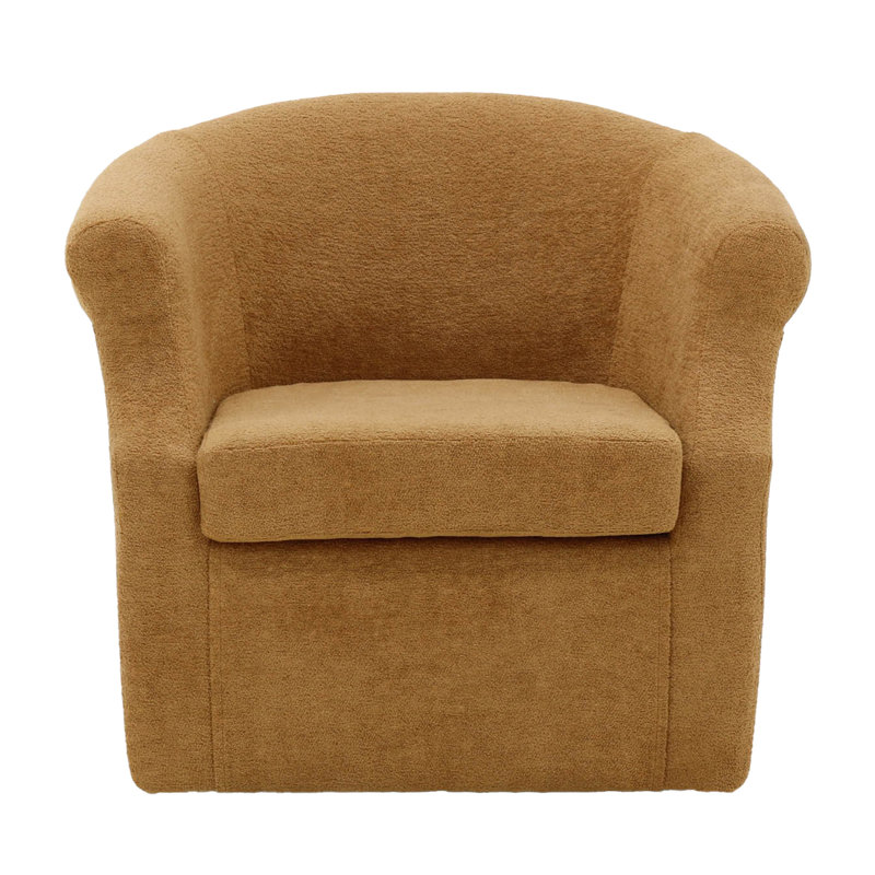 Fauteuil demi-tonneau pivotant l 3,5 po Buril, Mélange de polyester jaune foncé