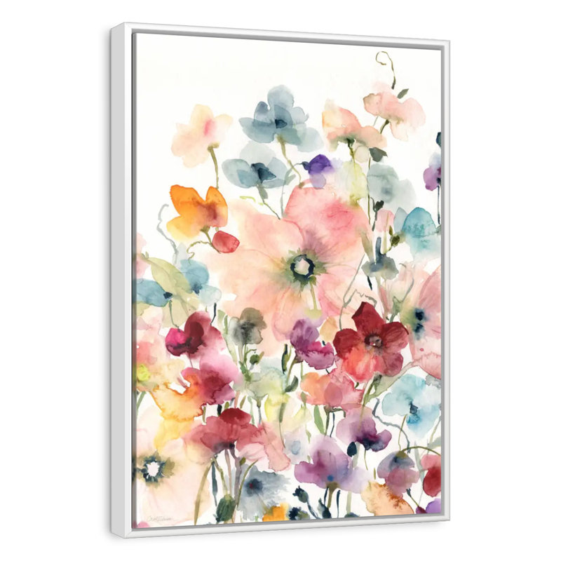 Coquelicots et pois sucrés, 9" x 13", Floating Frame White