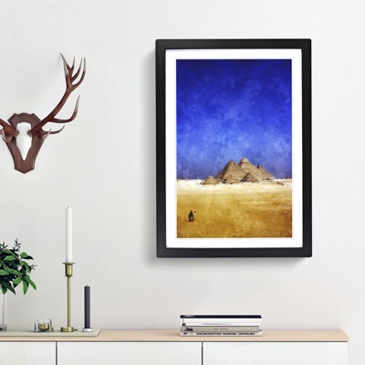 Camel by the Pyramids of Giza - Picture Frame Graphic Art Print