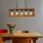 Modern 5 Lights Wood Rectangular Chandelier, Adjustable Height Plug In E26 Base Hanging Ceiling Lights