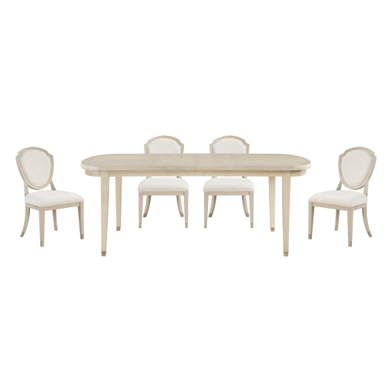 Ensemble de salle à manger 5 pièces en chêne clair, table extensible et chaises rembourrées, mobilier de salle à manger en bois durable