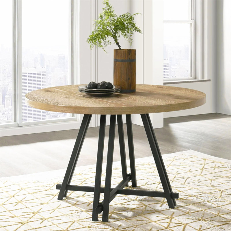 47"W Round Dining Table with Metal Base