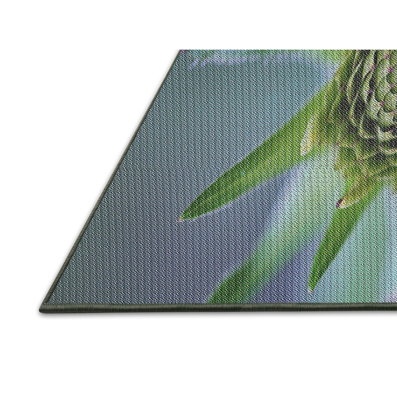 Tissé à la machine en laine et polyester gris/vert Tapis décoratif, Rectangle 3 pi x 5 pi