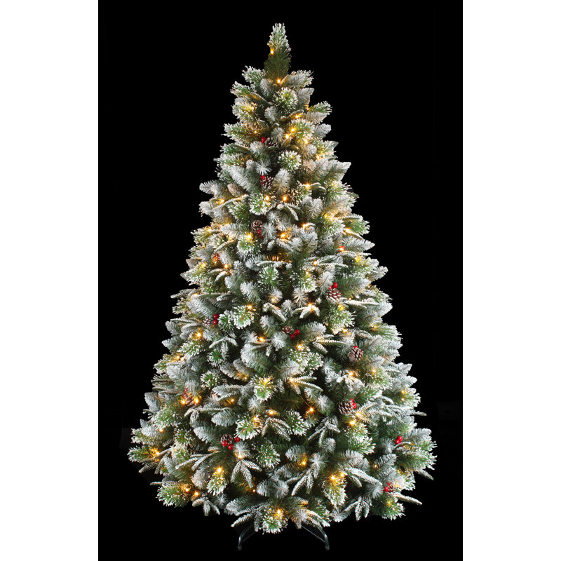 Arbre de Noël vert pin floqué / givré réaliste avec 610 lumières DEL, Hauteur 6 pi