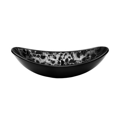 Novatto 14.5'' Black/Silver Glass Oval Bathroom Sink