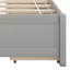 Structure de lit simple avec rangement, lit plateforme en bois avec deux tiroirs et tête de lit, support à lattes en bois-699690776