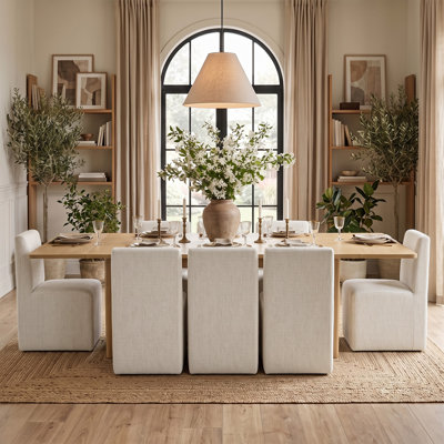 Ensemble de salle à manger extensible en placage de bois véritable de 72 à 104 pouces avec chaises rembourrées