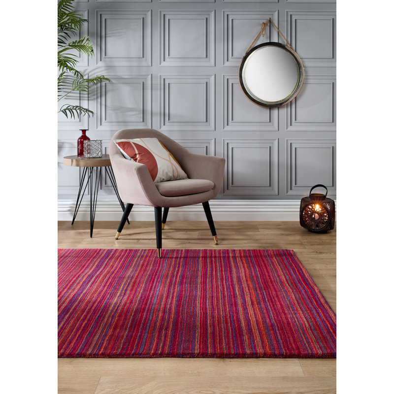 Densel Striped Wool Hand Woven Area Rug, Rectangle 80 x 150cm