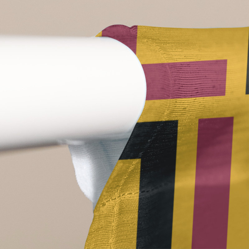 Rideau occultant et isolant avec passe-tringle Luxury, Foucault rouge / blanc / jaune