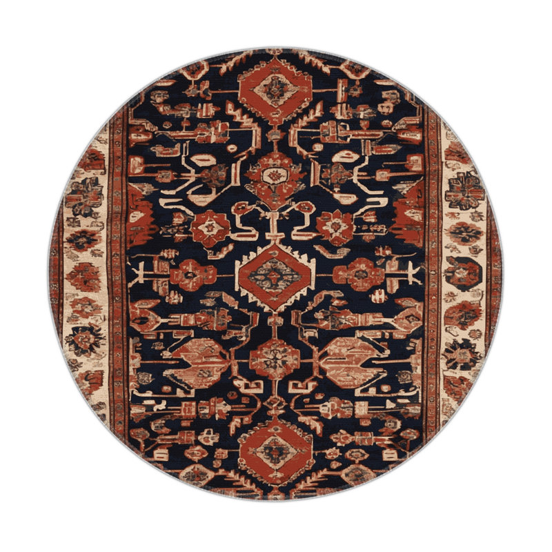 Turkish Brown Indoor and Outdoor Area Rug, Round 5'