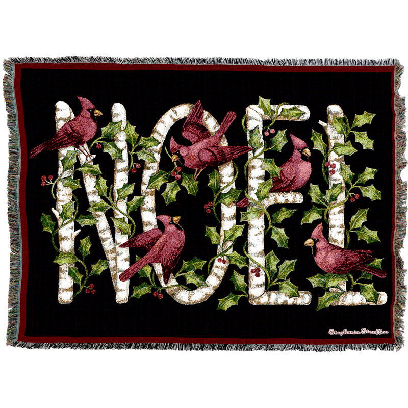 Couverture de Noël Pure Country Weavers par Stephanie Stouffer - jeté en coton tissé à la main Cardinal