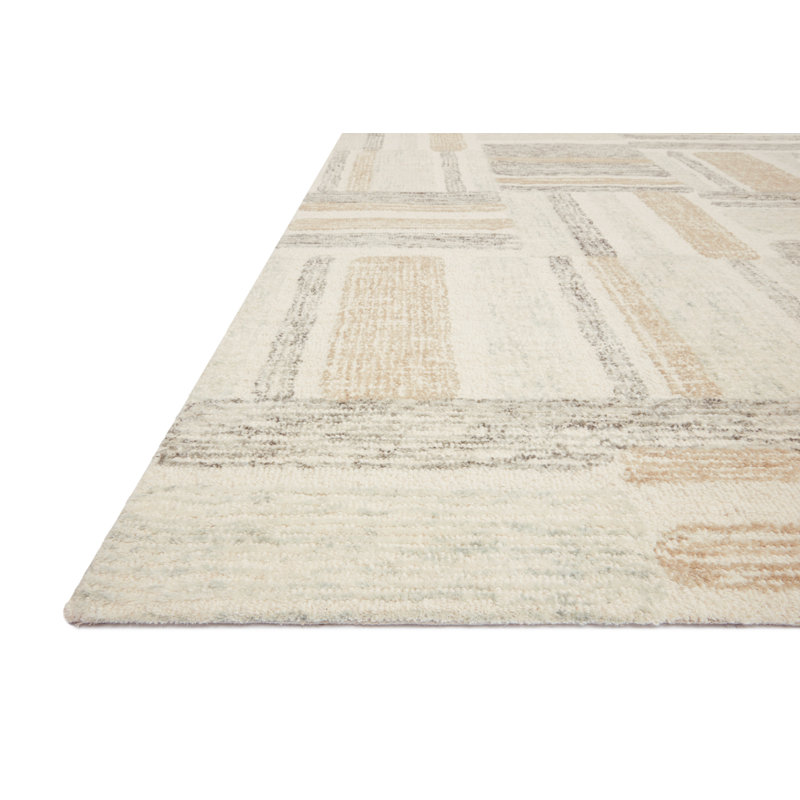 Tapis beige en laine touffeté à la main Manon, Rectangle 3 pi 6 po x 5 pi 6 po