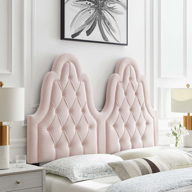 Augustine Tufted Performance Velvet Headboard, Pink, Full/Queen