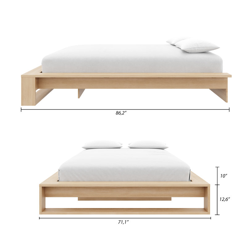Grand lit plateforme avec lattes Lido, Beige