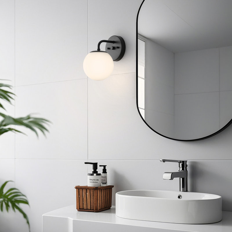 Meuble-lavabo contemporain à 1 lumière Louis, Noir, Une lumière