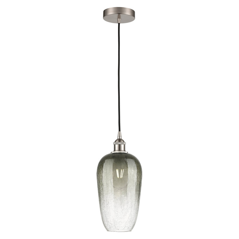 Edison - Caroline - Mini-luminaire suspendu à cordon 1 lumière 7 po, Ardoise, Nickel satiné brossé