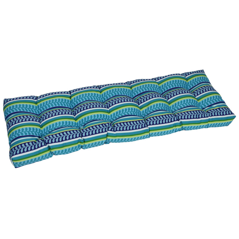 Coussin de banc pour l'extérieur, L 55 po x P 19 po, Bleu / vert / rayé azur Pike
