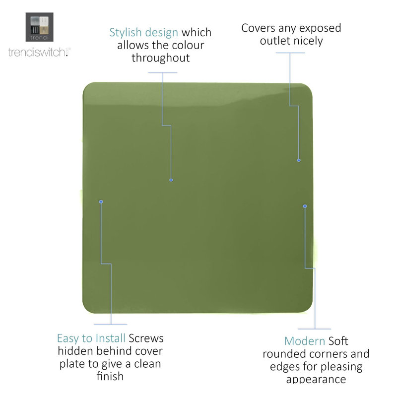 Trendi Switch Single Blanking Plate, Moss Green