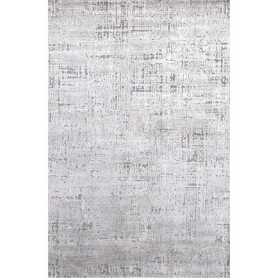 Wool Abstract Area Rug in Silver