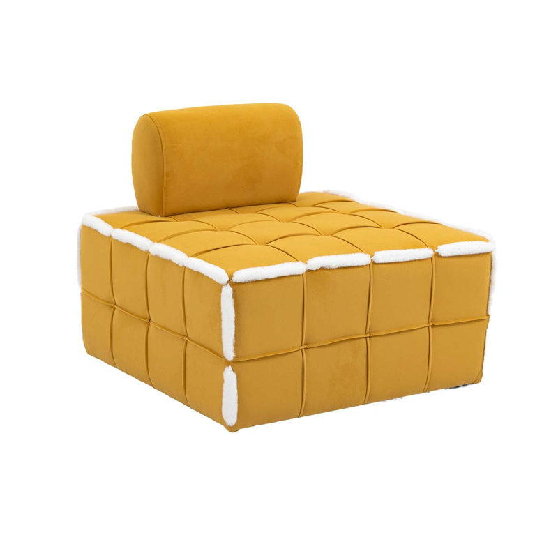 Canapé paresseux à accoudoirs simples en velours 29,92 po Jeosvany, Velours jaune moutarde
