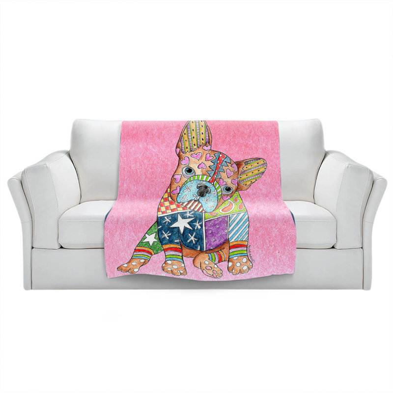  Couverture pour chien Schnauzer, 68 po x 80 po, Rose clair, Bouledogue français