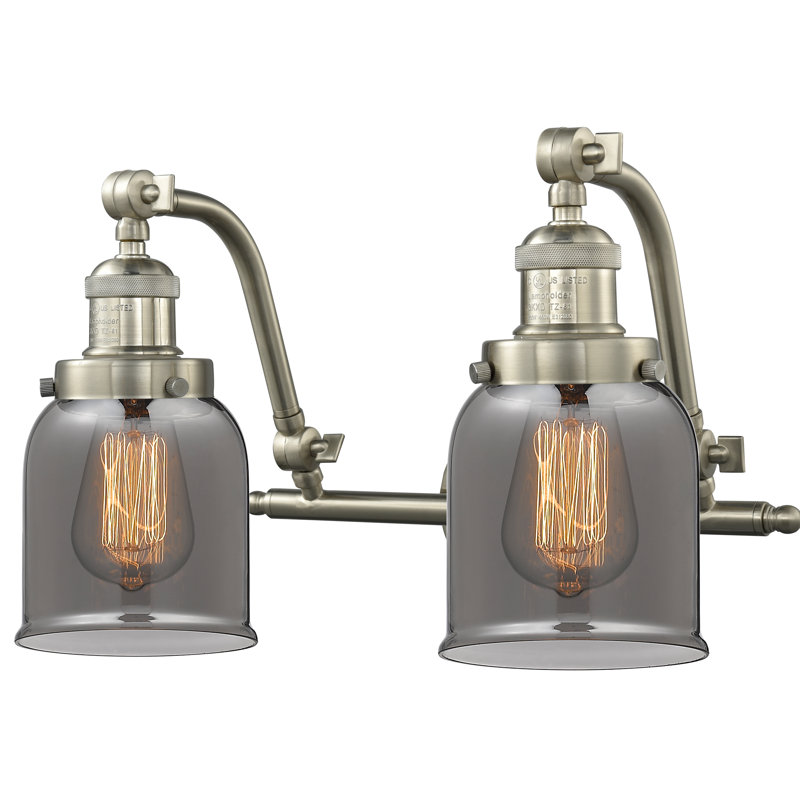 Éclairage pour salle de bain 2 lumières Bonomo Bell, Nickel satiné brossé, Ampoule DEL 6 watts Vinage, Plaqué couleur fumée