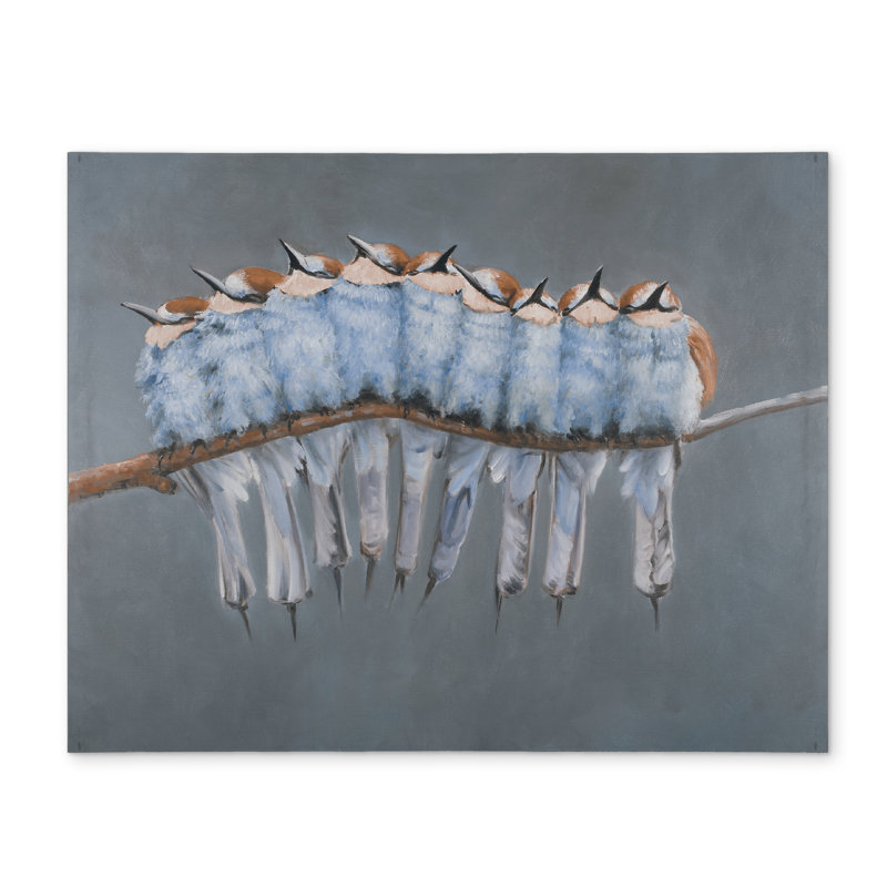 Blue Bird Animals Polyester Placemat | Small Birds on Branch Decor