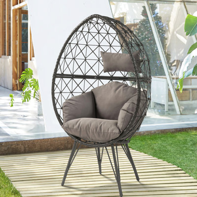 Chaise de jardin à la mode avec coussin - dossier extérieur noir et gris doux